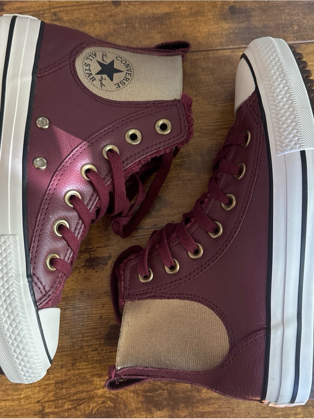Converse Chuck Taylor All Star High Top Sneakers - Burgundy with gold Accent